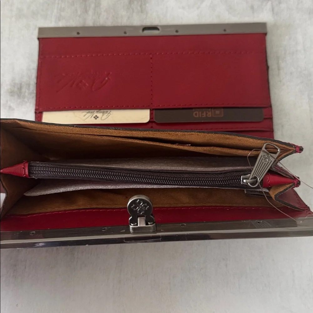Patricia Nash Wallet Framed Tooled  Cauchy Lava Red